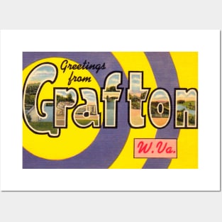 Greetings from Grafton West Virginia - Vintage Large Letter Postcard Posters and Art